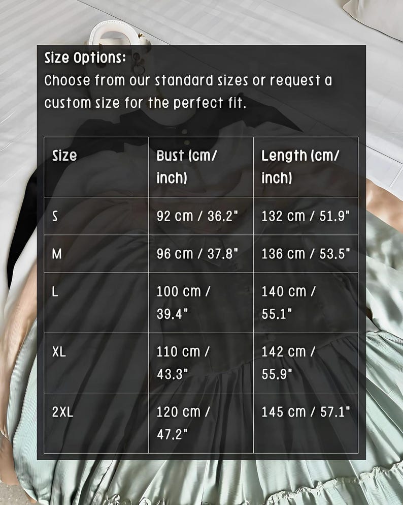 Puede incluir: Tabla de tallas para una prenda con medidas en pulgadas y cent&iacute;metros. La tabla muestra las medidas de busto y largo para las tallas S, M, L, XL y 2XL.