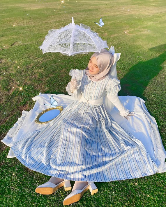white christmas dresses Cottagecore Dress with Headscarf Cottagecore Fashion Cottagecore Style