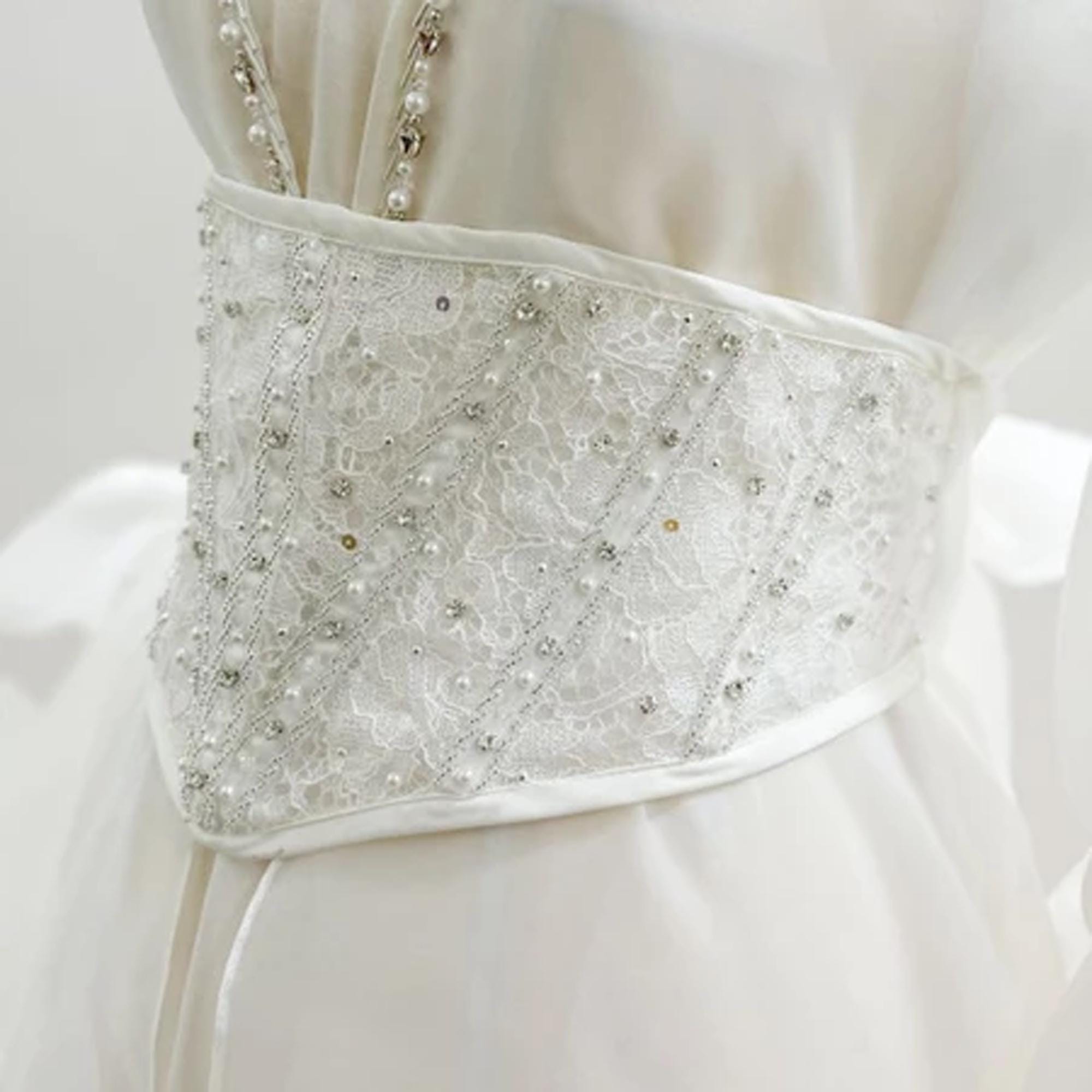 Handmade Beaded White & Pink Waist Belt Stylish Waist Cincher, Corset Belt Sexy Waist Belt Beaded Pink Belts for Women for sale | eBay main image 3