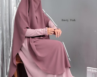 Knit Abaya with French Khimar: Modest Islamic Prayer Dress