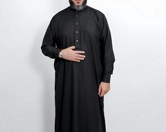 Jubba Thobe-katoen-polyester heren: islamitisch gewaad met Shanghai-kraag