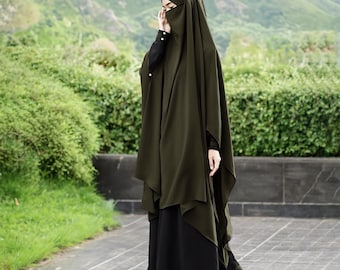 Elegant Abaya French Khimar Niqab Set: Muslimah Prayer Dress