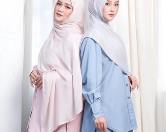 Striped Modest Two-Piece Set in Premium Cotton Semiwool