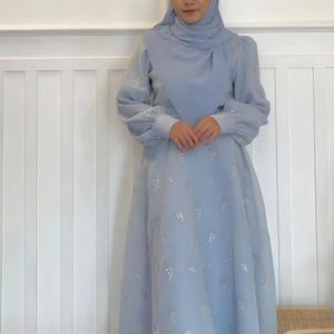 dress denim muslimah Sarah Denim Dress Medium Blue