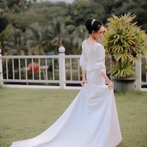 sparkly corset wedding dress Ivory Mermaid with Removable Sleeves – Wedding Dress with Sleeves and Plus Size – JOSIE Custom made Цвят:Дъсти-Сейдж parent:romance-ruffle-dress lightweight tulle for incredible Simple Chiffon Long Dress