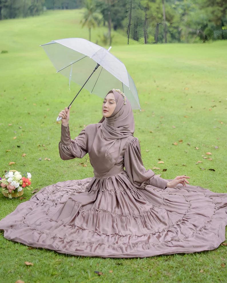 Shimmer Princess Dress Muslim Abayas with Hijab Square or Scarf for Eid Ramadan Luxurious Modern Women’s Gown Islamic Clothing Wedding OOTD