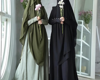 Elegant Abaya Khimar Set: Korean Collar Muslim Prayer Dress