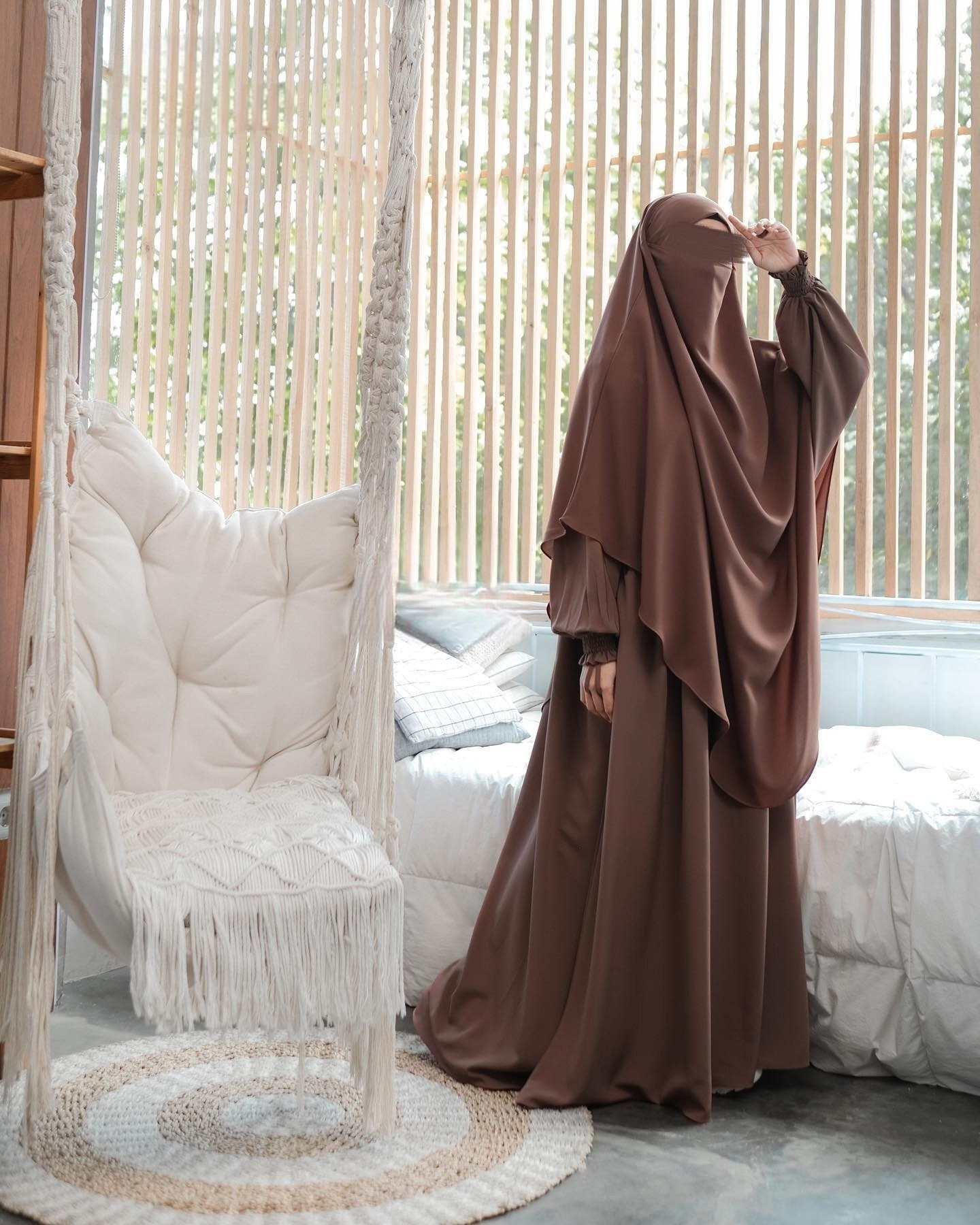 Elegant French Khimar Niqab Semi Batwing Abayas - Modest Garments for Moslem Women, Islamic Wear Hijab Caftan Jalabiya