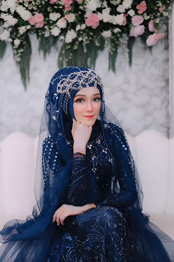 Crystal Bridal Hijab Crown: Elegant Muslim Wedding Headpiece 