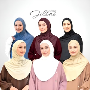 2pcs Instant Hijab Bergo Khimar - Tencel Modal Muslim Headscarf - Soft, Breathable, Eco-Friendly Jilbab for Women