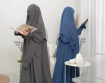 Pleated Abaya with French Khimer Anti UV Fabric Muslimah Dress Suitable for Ramadan Eid Prayer Event Moslem Women Clothing Fashionable OOTD