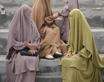 Basic Simply Muslim Abaya & Khimar Set Islamic Clothing for Women Daily Prayer Dress Eid Outfit Ramadan Wear Modest Garments Fashion OOTD
