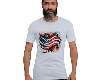 T-shirt met Amerikaanse vlag vuurwerk – Patriotic Fourth of July-T-shirt