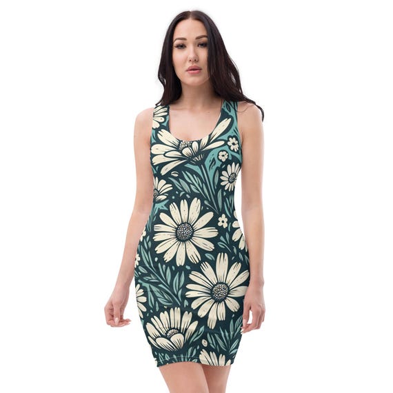 Daisy Floral Bodycon Dress: Elegant Spring/summer Fashion - Etsy Israel