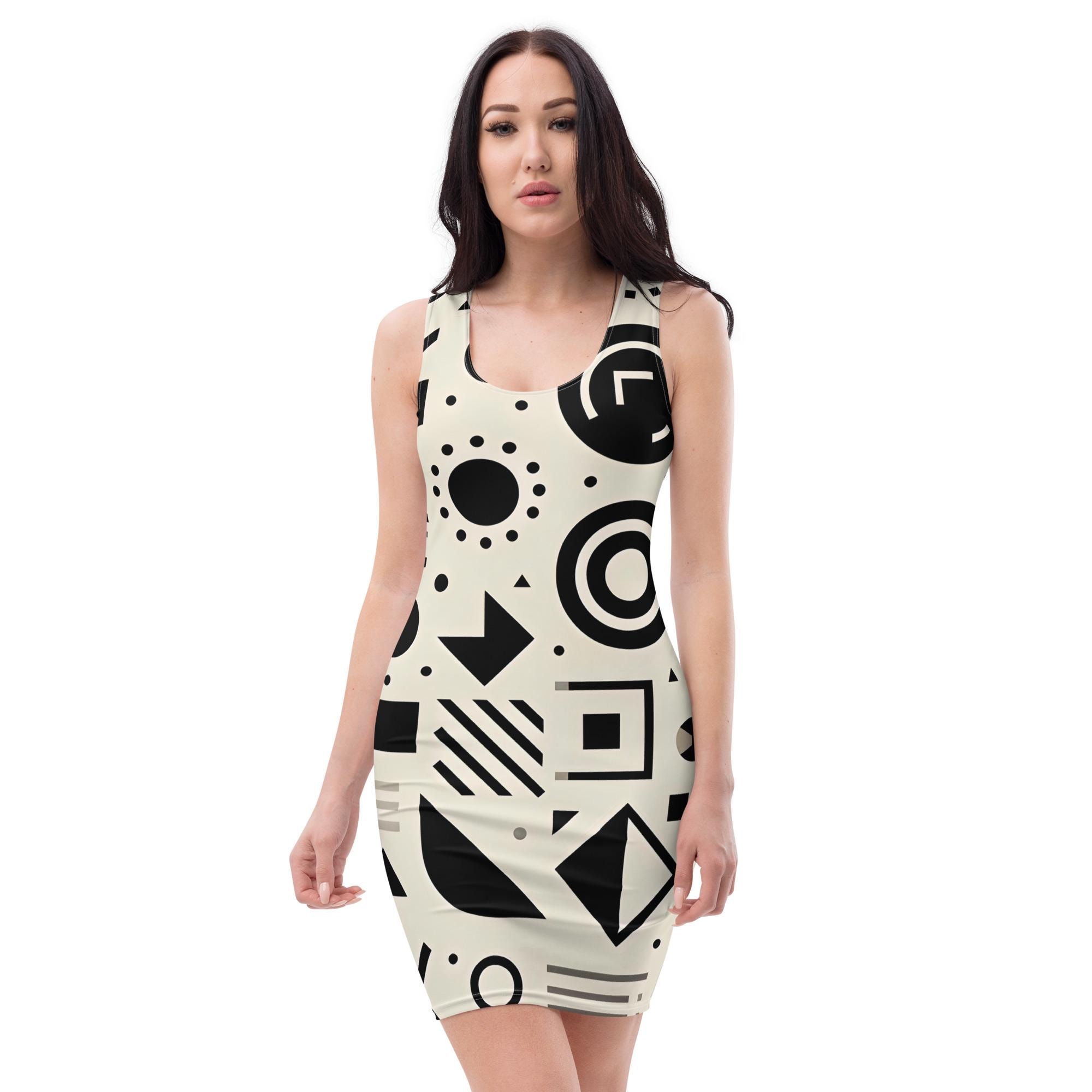 black and white geometric bodycon dress Strapless Black And White Geometric Bodycon Dress