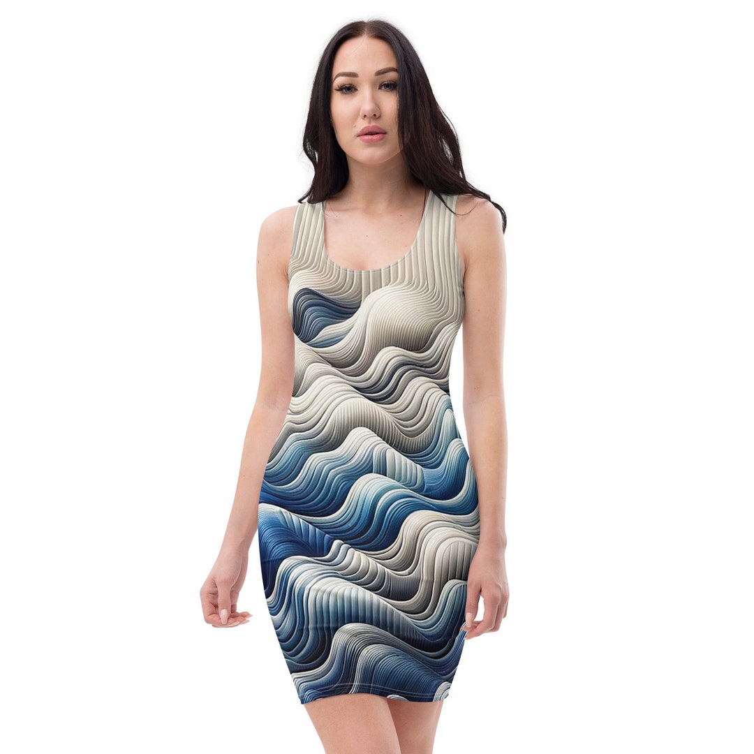 blue and white abstract dress Daring Day Blue Abstract Dress Medium main image 0