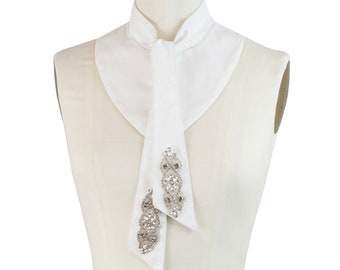 Embellished Organic Cotton Ziggy Necktie Collar