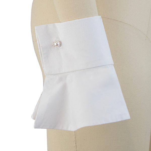 White Organic Cotton Flared French Cuff Set