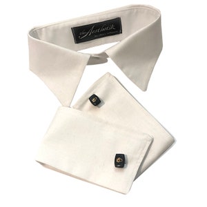 White Organic Cotton French Collar and Cuff Set