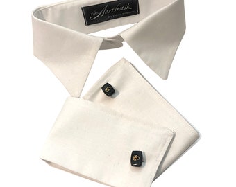 White Organic Cotton French Collar and Cuff Set