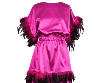 Divine Open Back Satin Feather Dress