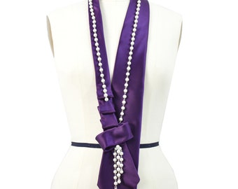 Pearl Tassel Origami Tie Necklace