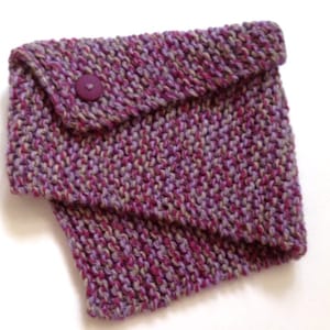 Knit Neck Warmer - purple green mix