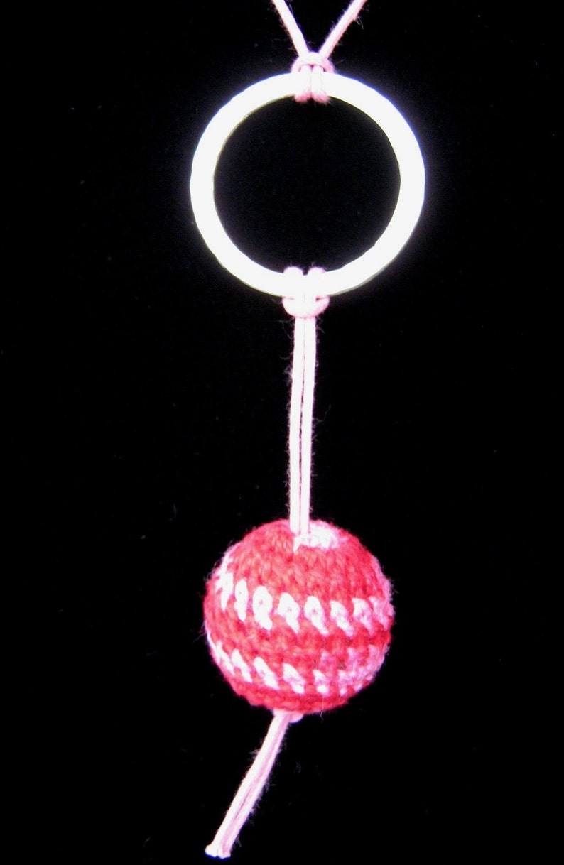 Crochet Pink and Silver Necklace Life is a Bowl of Cherries image 5