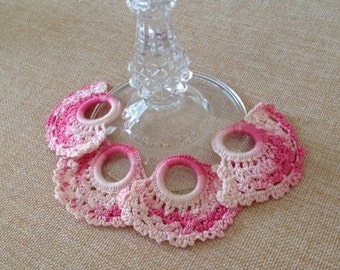 Vintage Pink Crochet Napkin Rings - set of 4