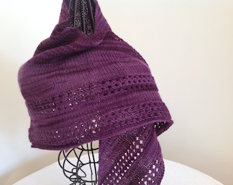 Knit shawl, wool triangle, handknit wrap