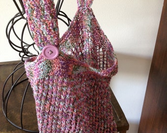 Knit market bag, crocheted market bag, mesh market bag, reusable market bag