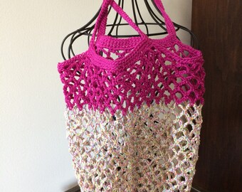 crocheted market bag, mesh market bag, reusable market bag