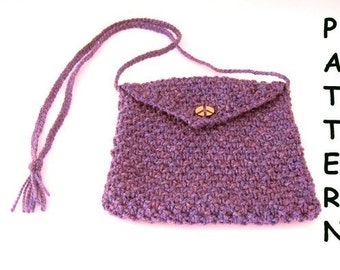 pdf Knitting Pattern Small Shoulder Bag Purple Peace