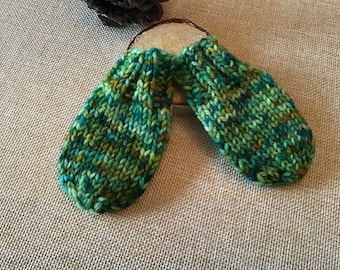 Knit Thumbless Baby Mitts Infant Mittens - Walk in the Forest