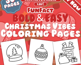 Christmas Vibes Coloring Pages: Bold & Easy Festive Designs (PDF, PNG, JPG Download)