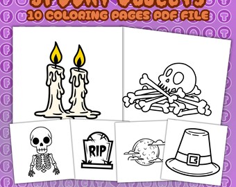 Spooky Objekte Malseiten: Fun Bold Line Art (PDF Digital Download)