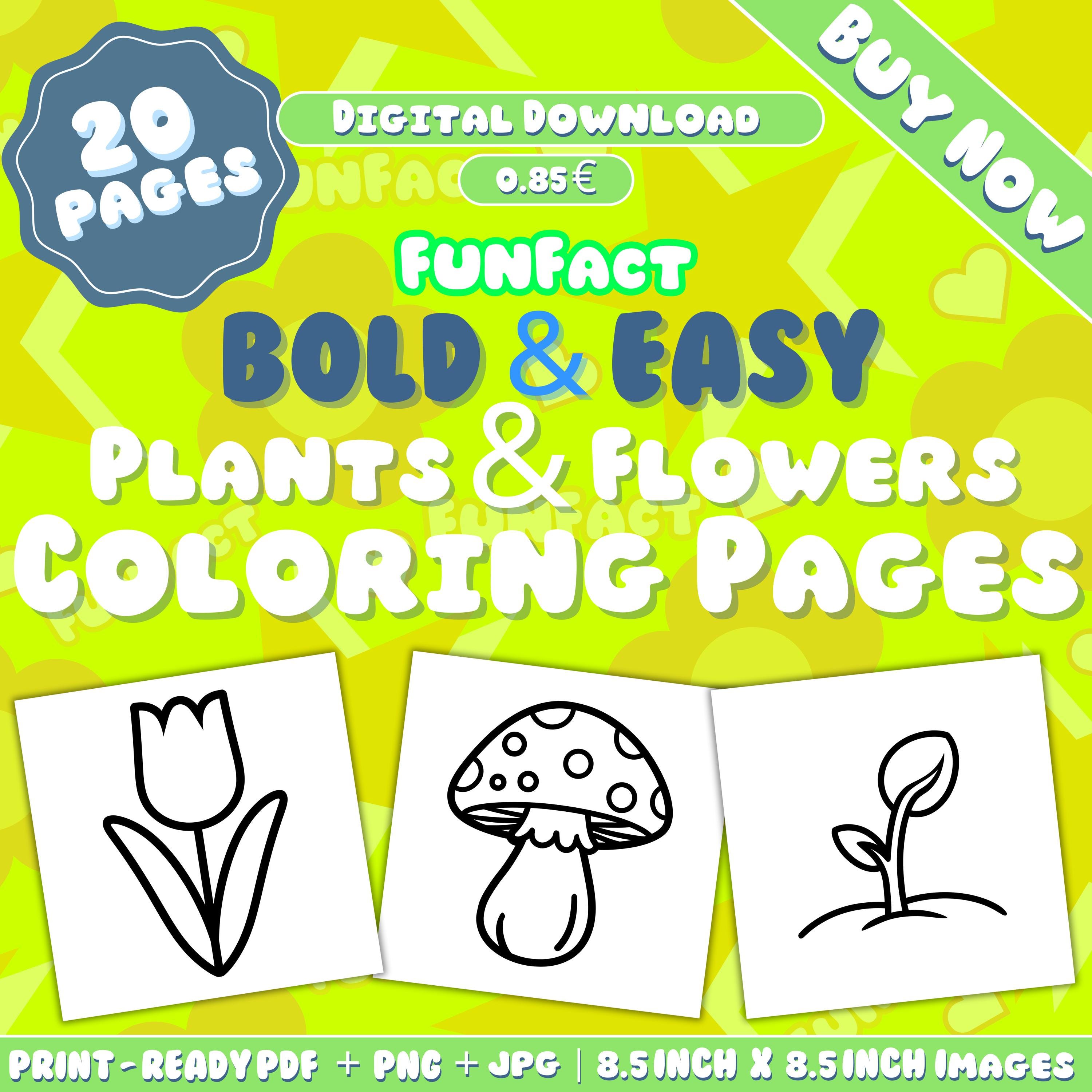20 Plants & Flowers Coloring Pages: Relaxing Botanical Designs for Kids and Adults