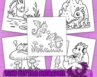 Drachen Malvorlagen, Fantasy Art (Digitaler Download, PDF, PNG, JPG Dateien)