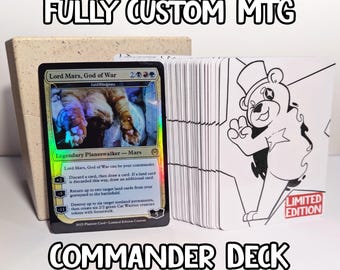 Custom MTG EDH Deck | 100 Proxy Cards with Commander in Foil | Magic the Gathering Compatible