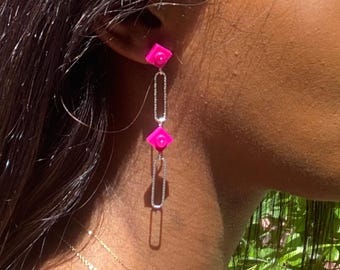 Lego® Silver Earrings - Gift for Her - Handmade - Colorful Personalized Jewelry - White Pink Duck Royal Blue Voltigeuses Jewelry