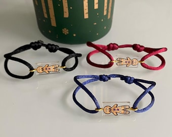 Christmas bracelet with a Lego® brick - gingerbread man - adjustable silky cord - children&#39;s bracelet - Secrete Santa -