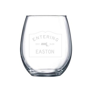 Custom Entering Town Wine Glass, Custom Etched Stemless Wine Glass