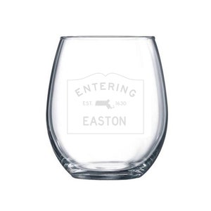 Custom Entering Town Wine Glass, Custom Etched Stemless Wine Glass