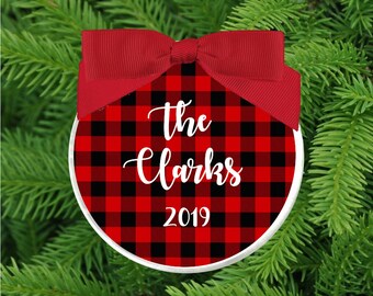 Personalized Family Christmas Ornament Buffalo Check