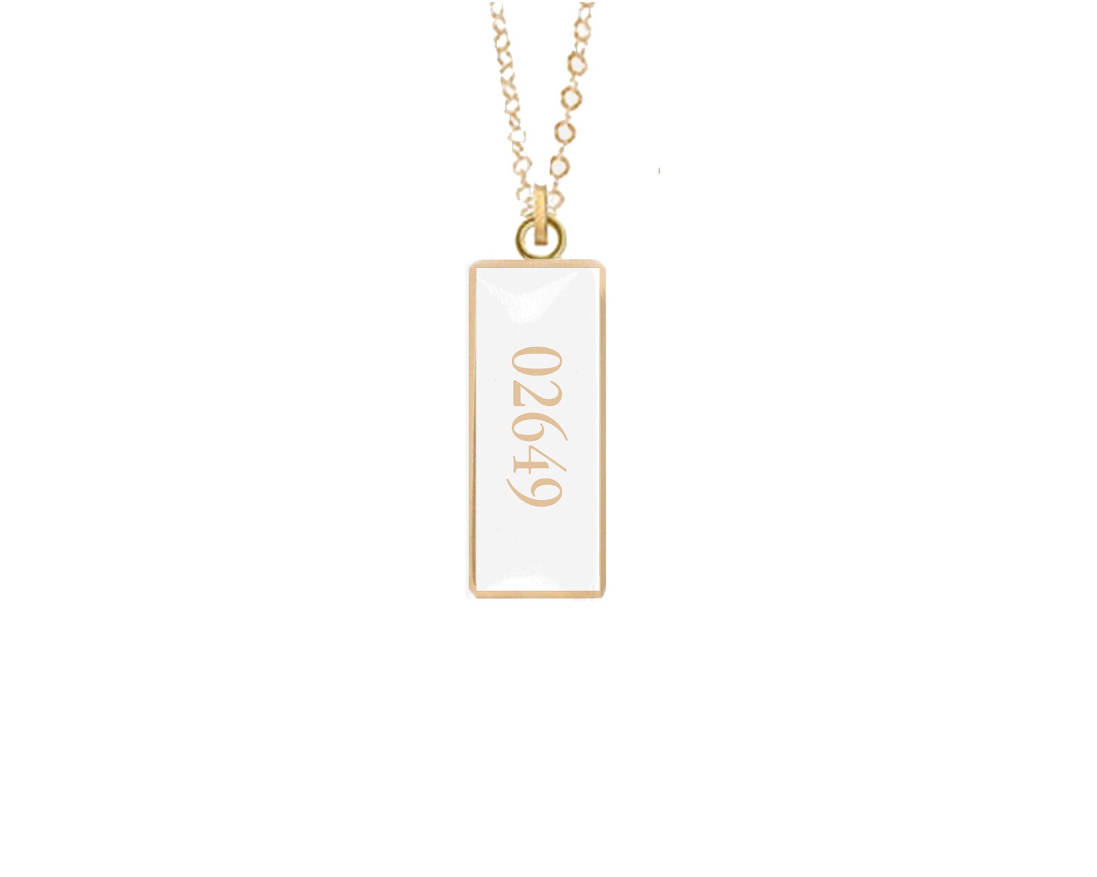 Custom Zip Code Vertical Bar Charm Necklace White Background - Etsy