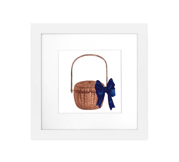 Nantucket Basket Watercolor Art Print Preppy Print Unframed Etsy