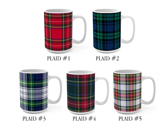 Christmas plaid coffee mugs Clearance