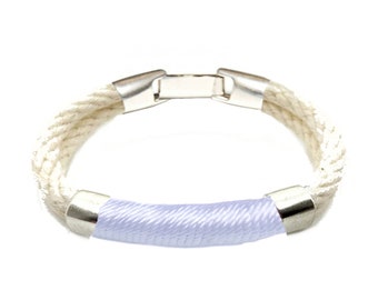 Nautical Rope Bracelet, Cotton Rope Bracelet, Nautical Jewelry, Sailor Bracelet, Thread Wrapped Bracelet, White