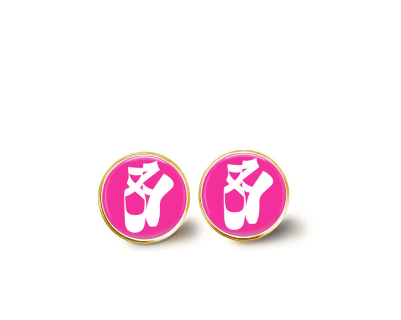 ballet earrings, dance earrings, studs, dangles, dance gift, dance teacher, pink, monogram earrings, name earrings, personalized