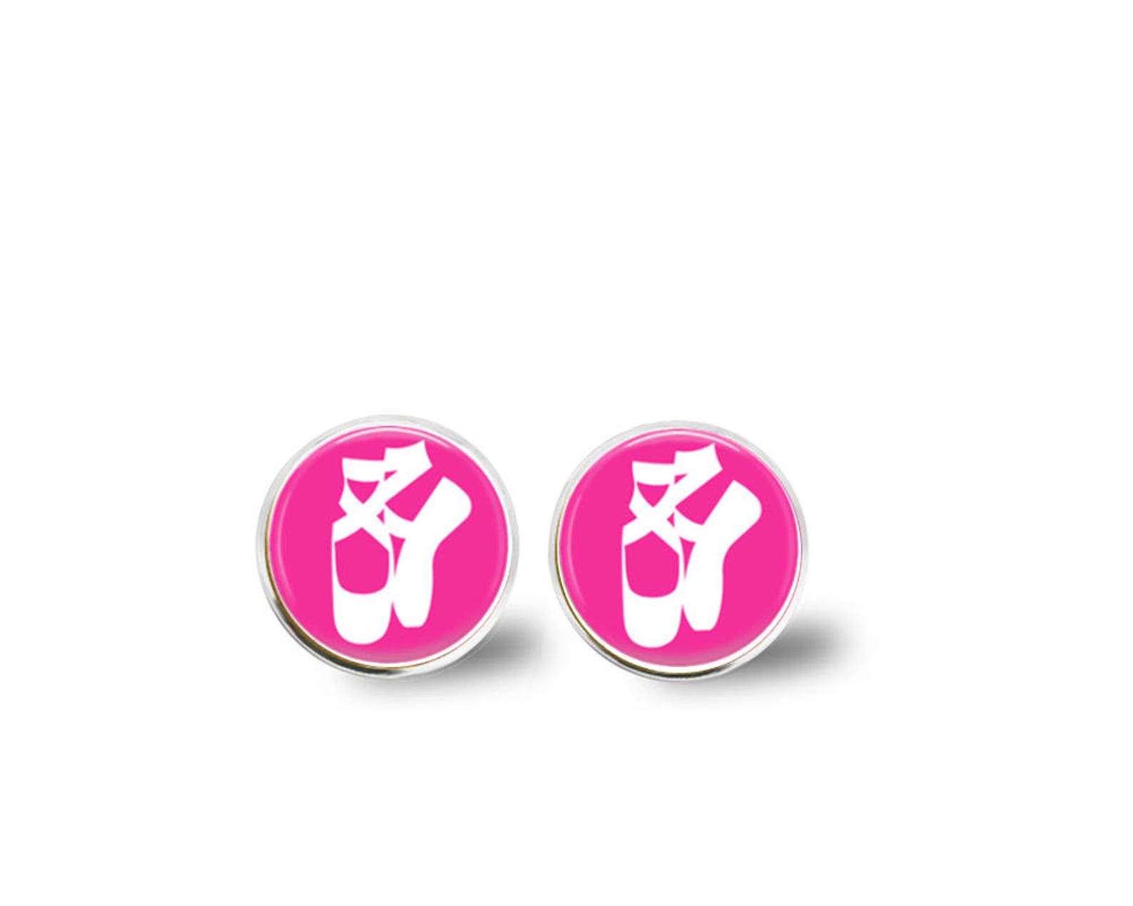 ballet earrings, dance earrings, studs, dangles, dance gift, dance teacher, pink, monogram earrings, name earrings, personalized